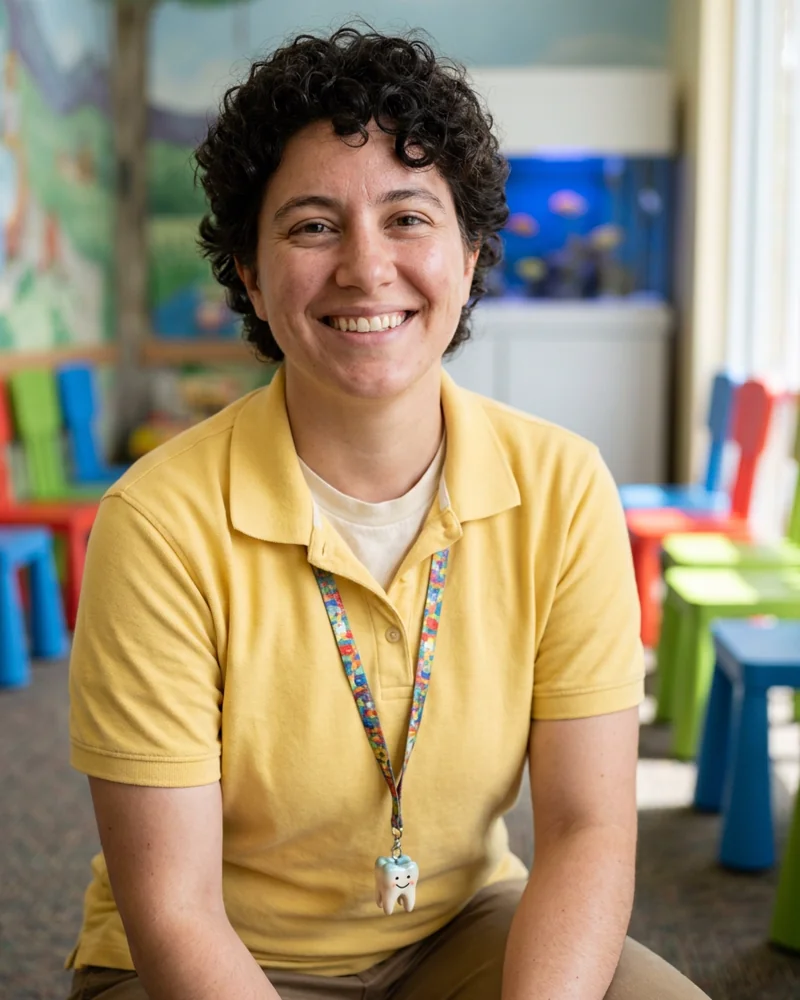 Sam Delgado, kid comfort coach at Toothy Kids